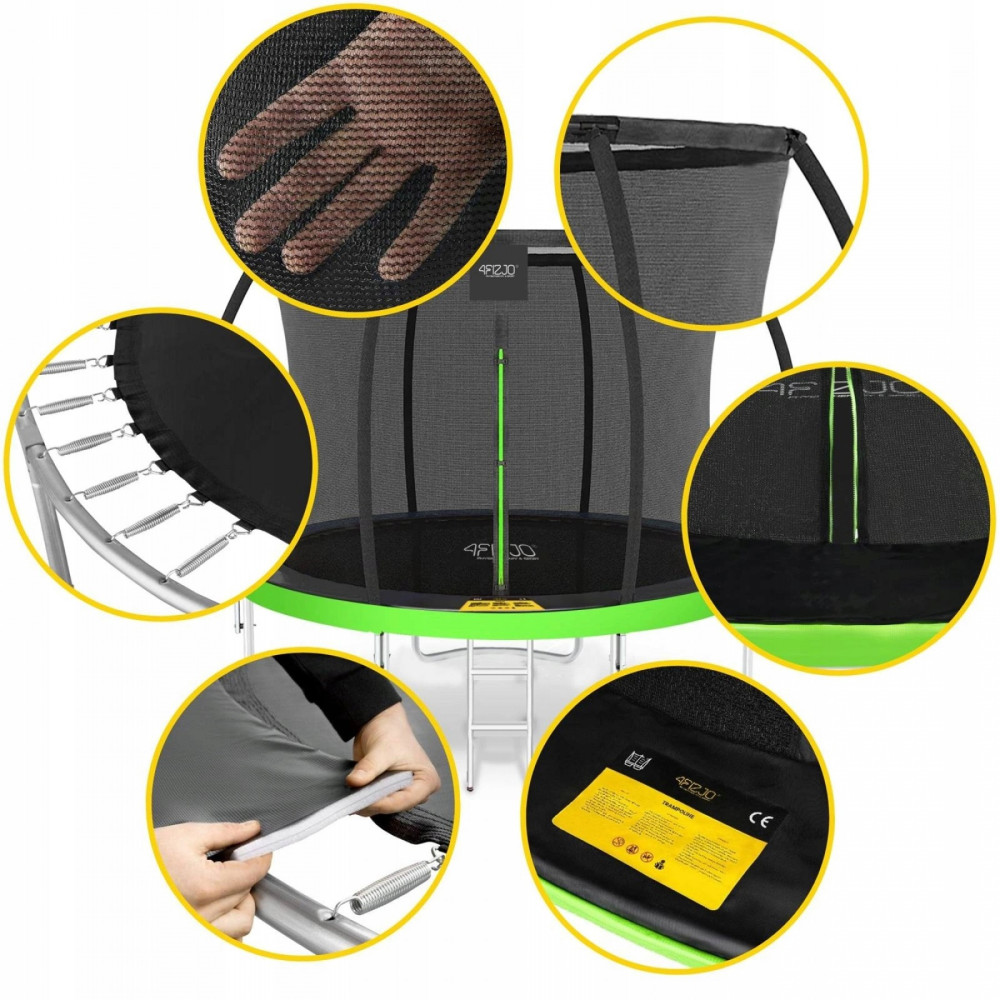 Батут із внутрішньою сіткою 4FIZJO Premium 14FT 435 см 4FJ0606 Black/Green (P-5907739314192)