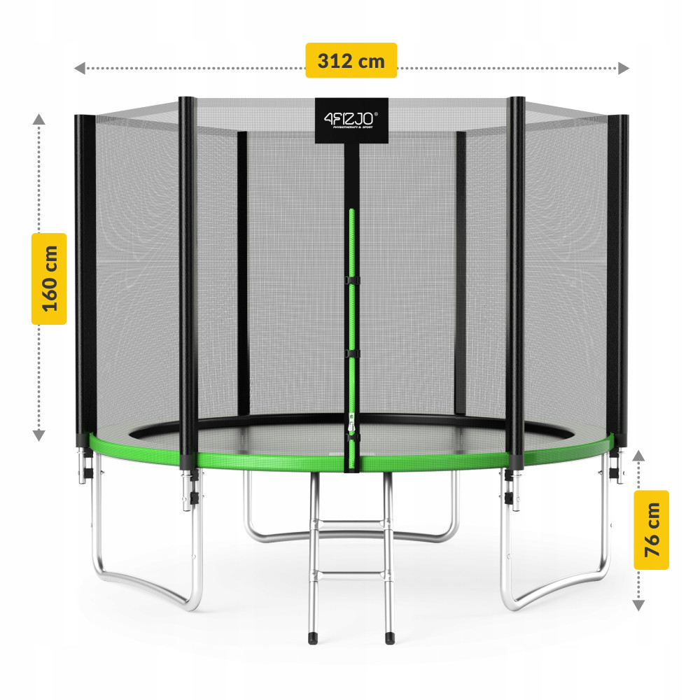 Батут с наружной сеткой 4FIZJO Classic 10FT 312 см Black/Green (P-5907739314130)