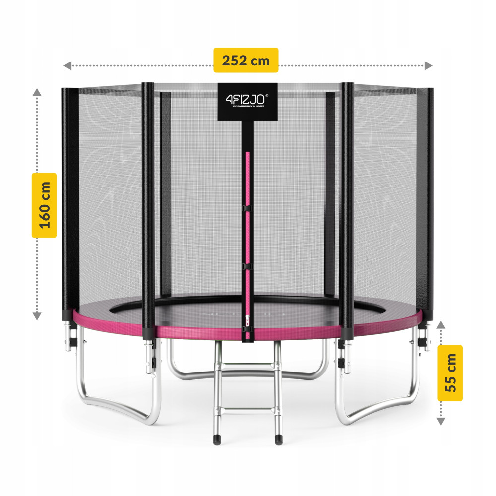 Батут с наружной сеткой 4FIZJO Classic 8FT 252 см Black/Pink (P-5907739314536)