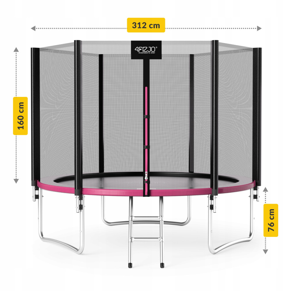 Батут с наружной сеткой 4FIZJO Classic 10FT 312 см Black/Pink (P-5907739314567)