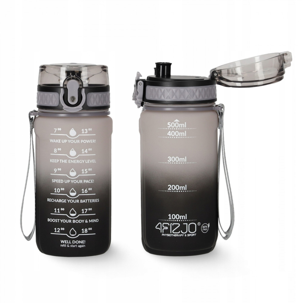 Пляшка для води спортивна 4FIZJO 500 мл 4FJ0627 Grey/Black (P-5905973400725)