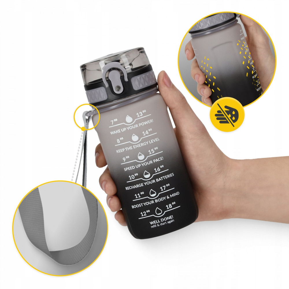 Пляшка для води спортивна 4FIZJO 500 мл 4FJ0627 Grey/Black (P-5905973400725)