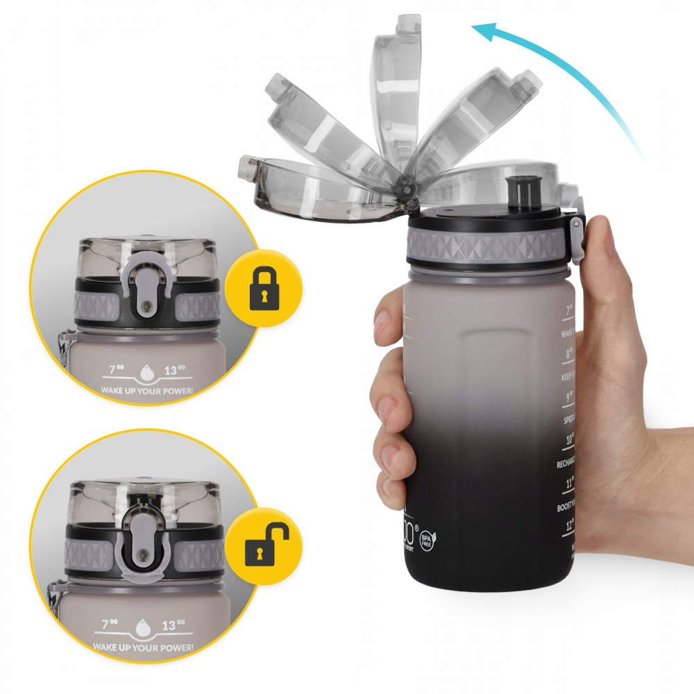 Пляшка для води спортивна 4FIZJO 500 мл 4FJ0627 Grey/Black (P-5905973400725)