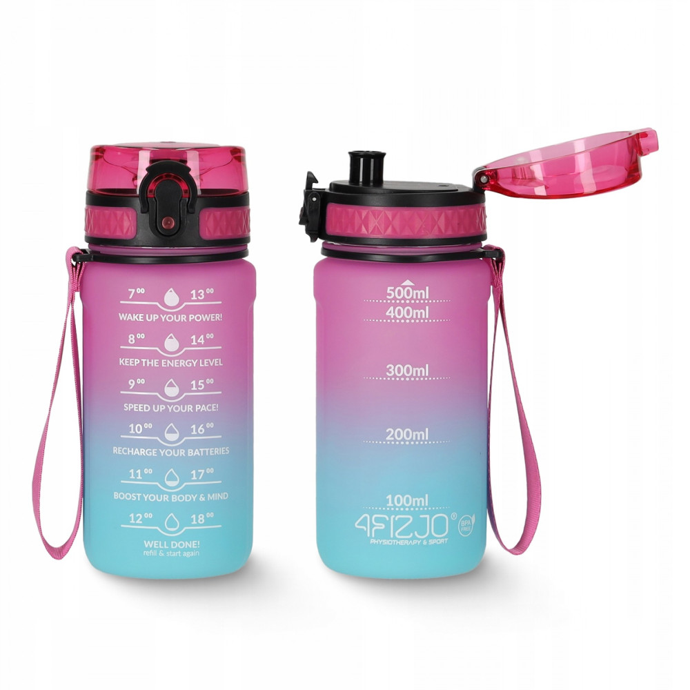 Бутылка для воды спортивная 4FIZJO 500 мл 4FJ0628 Pink/Sky Blue (P-5905973400749)