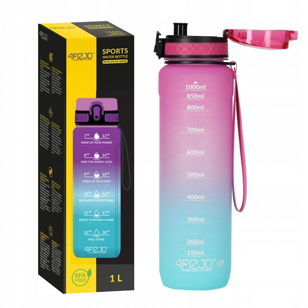 Пляшка для води спортивна 4FIZJO 1000 мл 4FJ0630 Pink/Sky Blue (P-5905973400770)