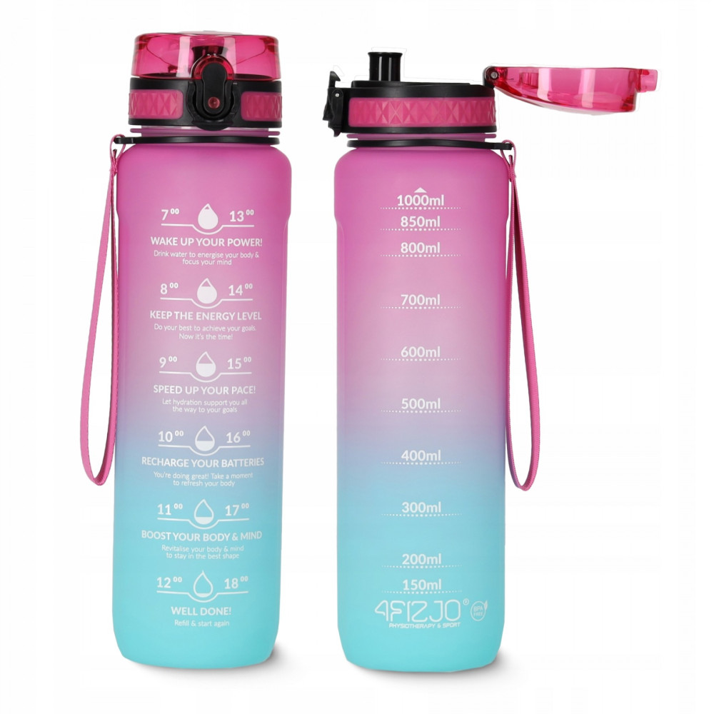 Пляшка для води спортивна 4FIZJO 1000 мл 4FJ0630 Pink/Sky Blue (P-5905973400770)