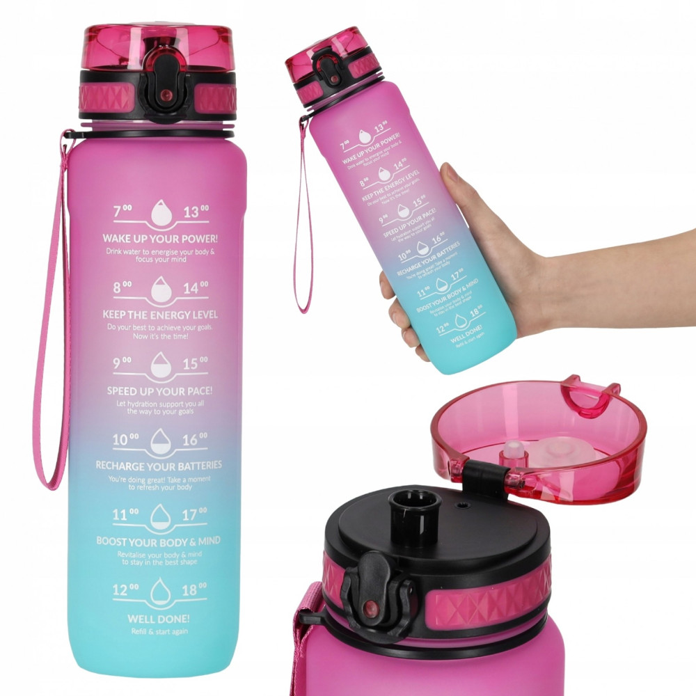 Пляшка для води спортивна 4FIZJO 1000 мл 4FJ0630 Pink/Sky Blue (P-5905973400770)
