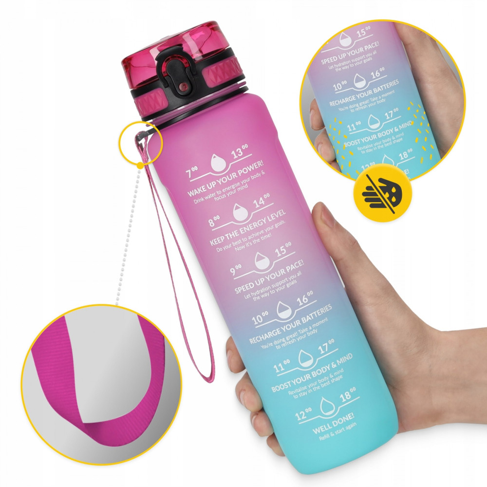 Пляшка для води спортивна 4FIZJO 1000 мл 4FJ0630 Pink/Sky Blue (P-5905973400770)