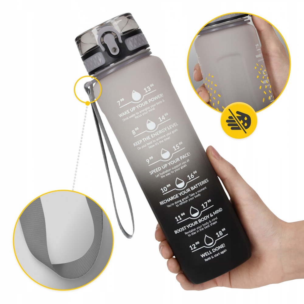 Пляшка для води спортивна 4FIZJO 1000 мл 4FJ0632 Grey/Black (P-5905973400756)