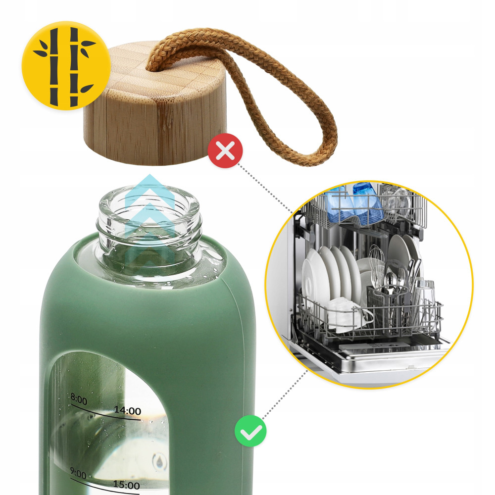 Пляшка для води спортивна 4FIZJO 1000 мл скляна Olive (P-5905973403900)