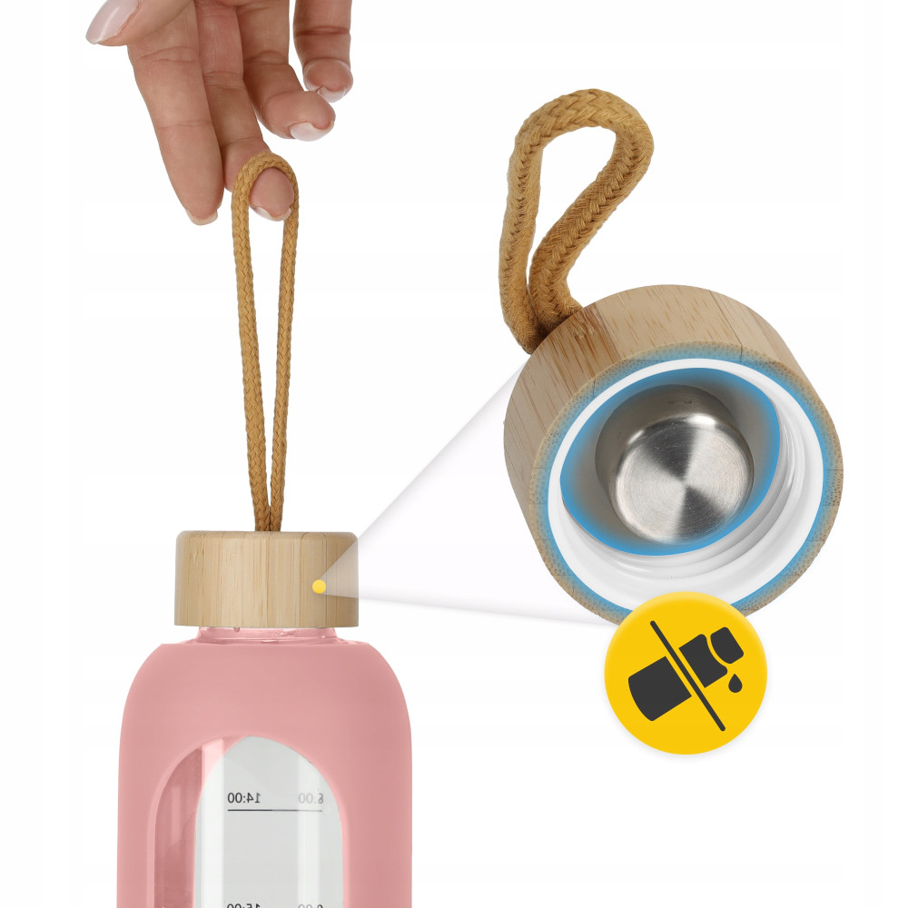 Бутылка для воды спортивная 4FIZJO 750 мл стеклянная Pink (P-5905973404204)