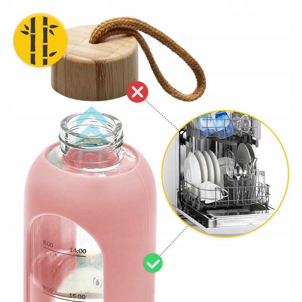 Бутылка для воды спортивная 4FIZJO 750 мл стеклянная Pink (P-5905973404204)