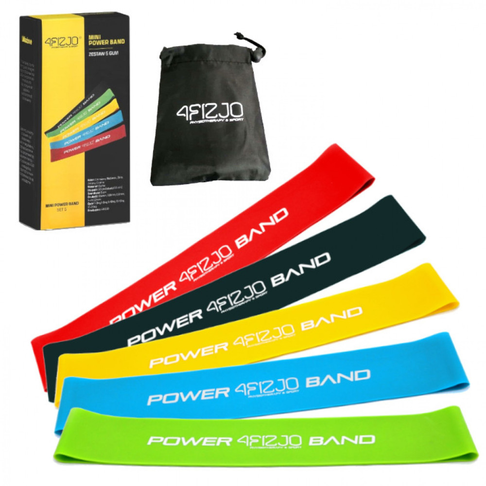 Резинка для фітнесу та спорту 4FIZJO (стрічка-еспандер) Mini Power Band 1-20 кг 5 шт 4FJ1110 (P-5907222931110)