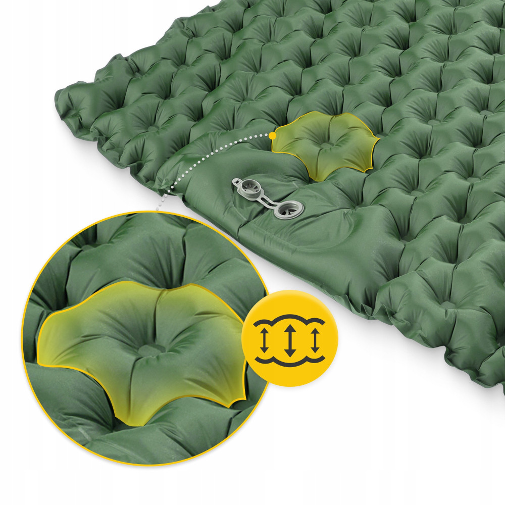 Килимок (каремат) надувний Mountain Goat 200 x 120 x 7 см двомісний з вбудованим насосом Navy Green (P-5905973403573)