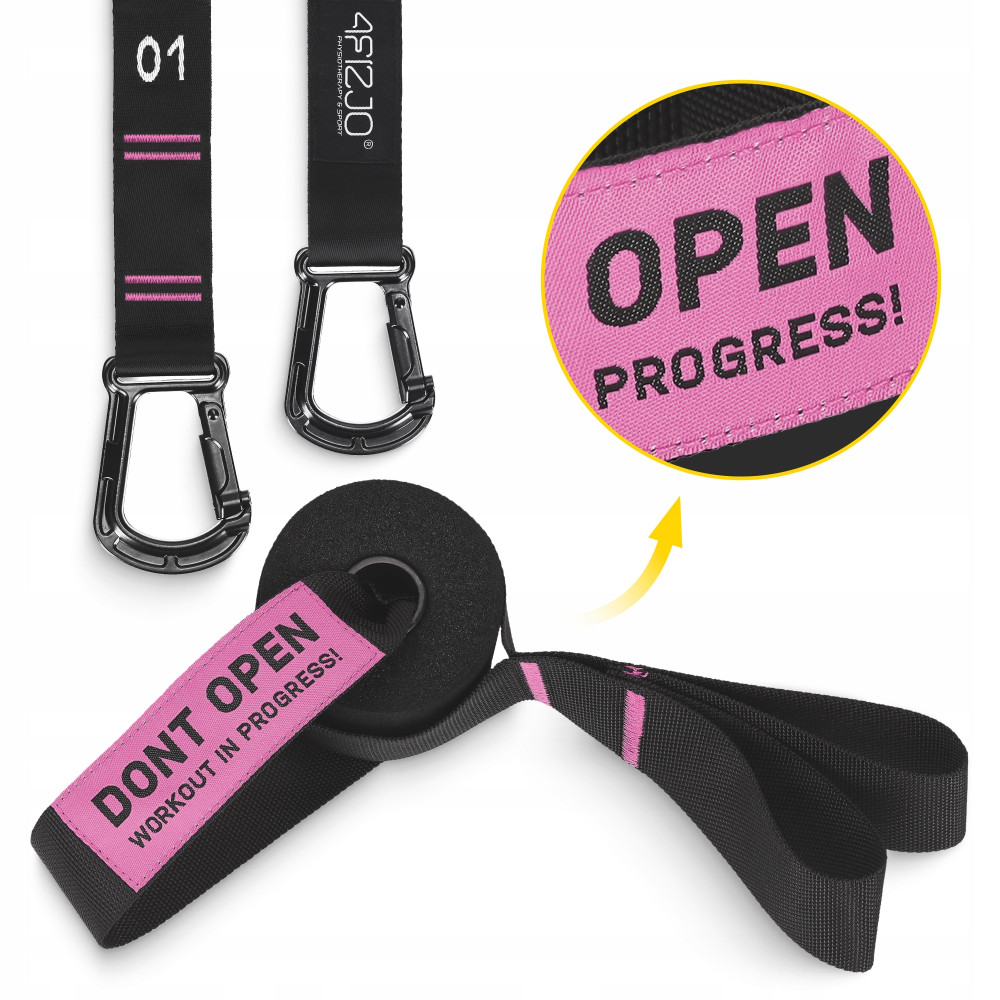 Гімнастичні кільця 4FIZJO з ABS пластику, регульовані Black/Pink (P-5905973406116)