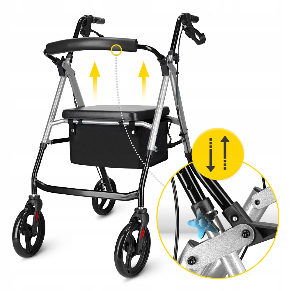 Роллер для ходьби 4FIZJO складний, зі сумкою Black/Silver (P-5905973406918)