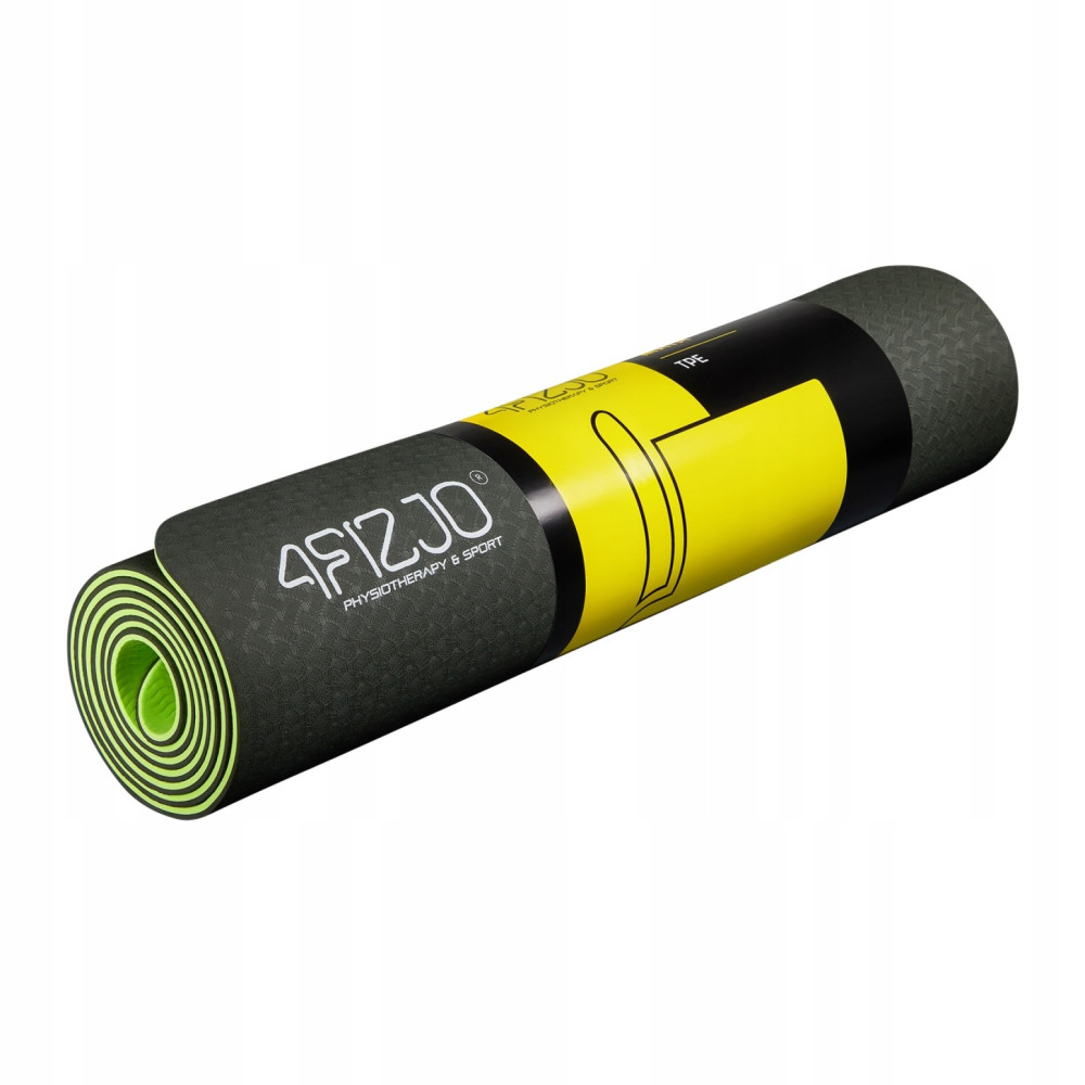 Коврик (мат) для йоги та фітнесу 4FIZJO TPE 6 мм Black/Green 4FJ0032