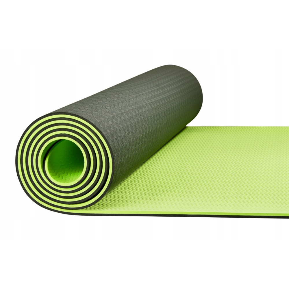 Коврик (мат) для йоги та фітнесу 4FIZJO TPE 6 мм Black/Green 4FJ0032