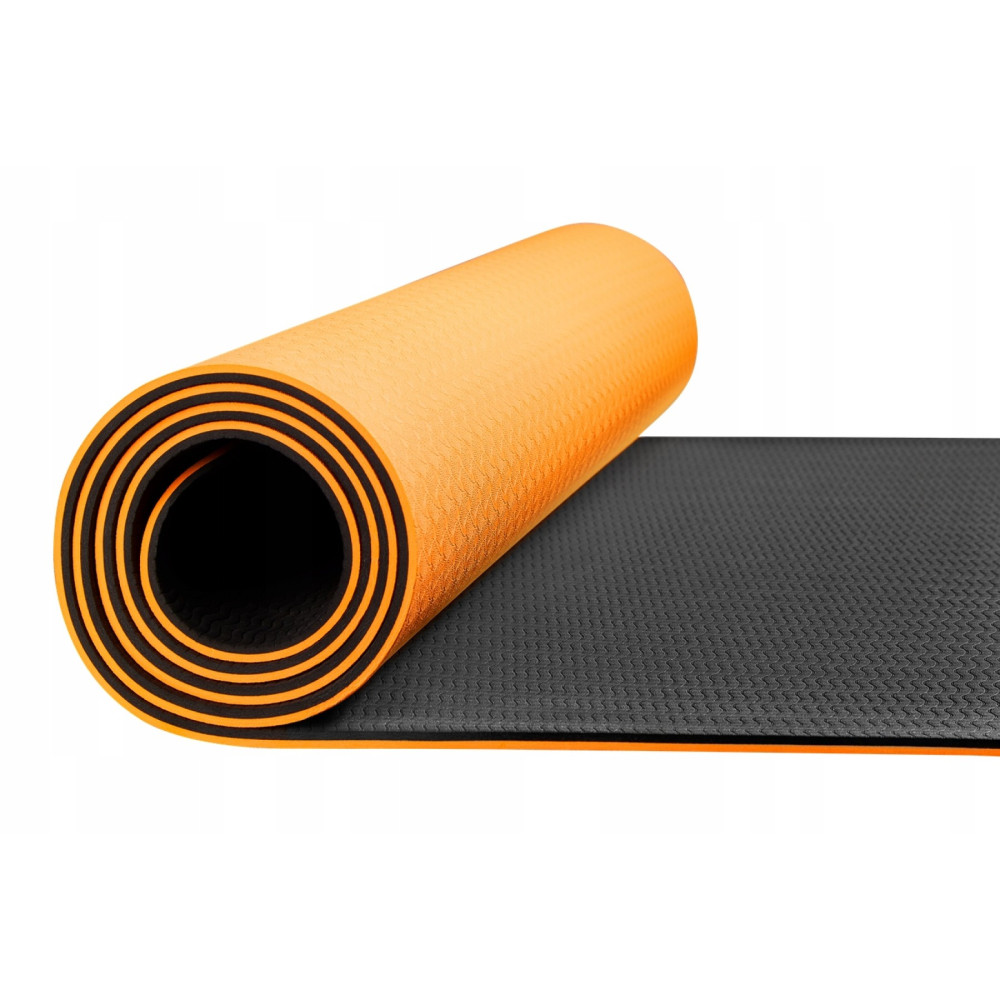 Коврик (мат) для йоги та фітнесу 4FIZJO TPE 6 мм Orange/Black 4FJ0034