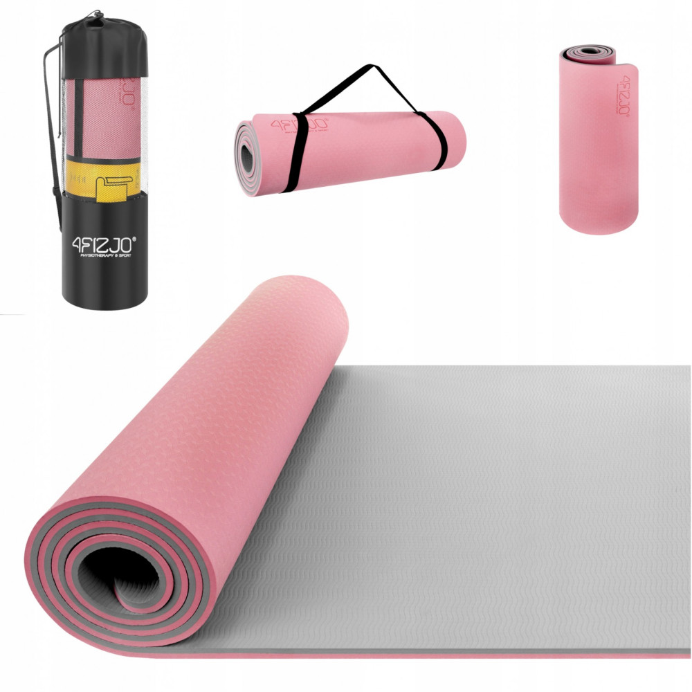 Коврик (мат) для йоги и фитнеса 4FIZJO TPE 1 см Pink/Grey 4FJ0200 (P-5907739311900)