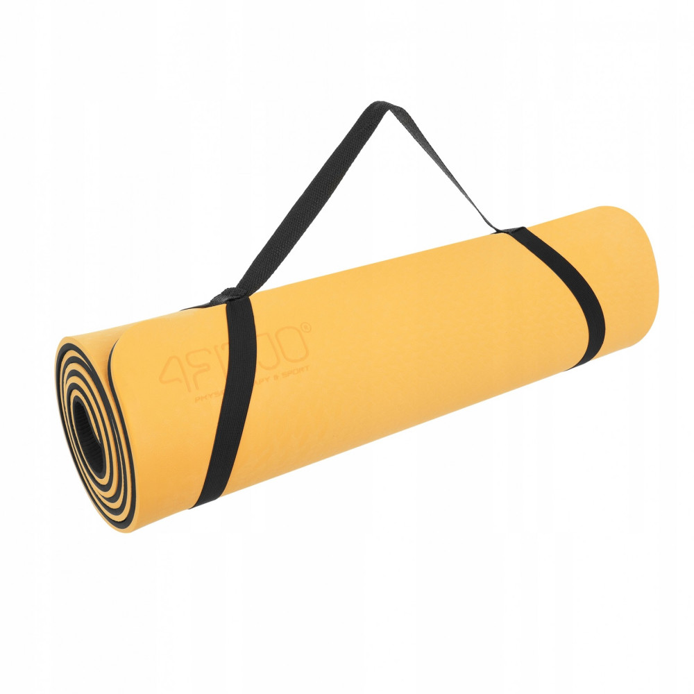 Коврик (мат) для йоги та фітнесу 4FIZJO TPE 1 см Orange/Black 4FJ0201