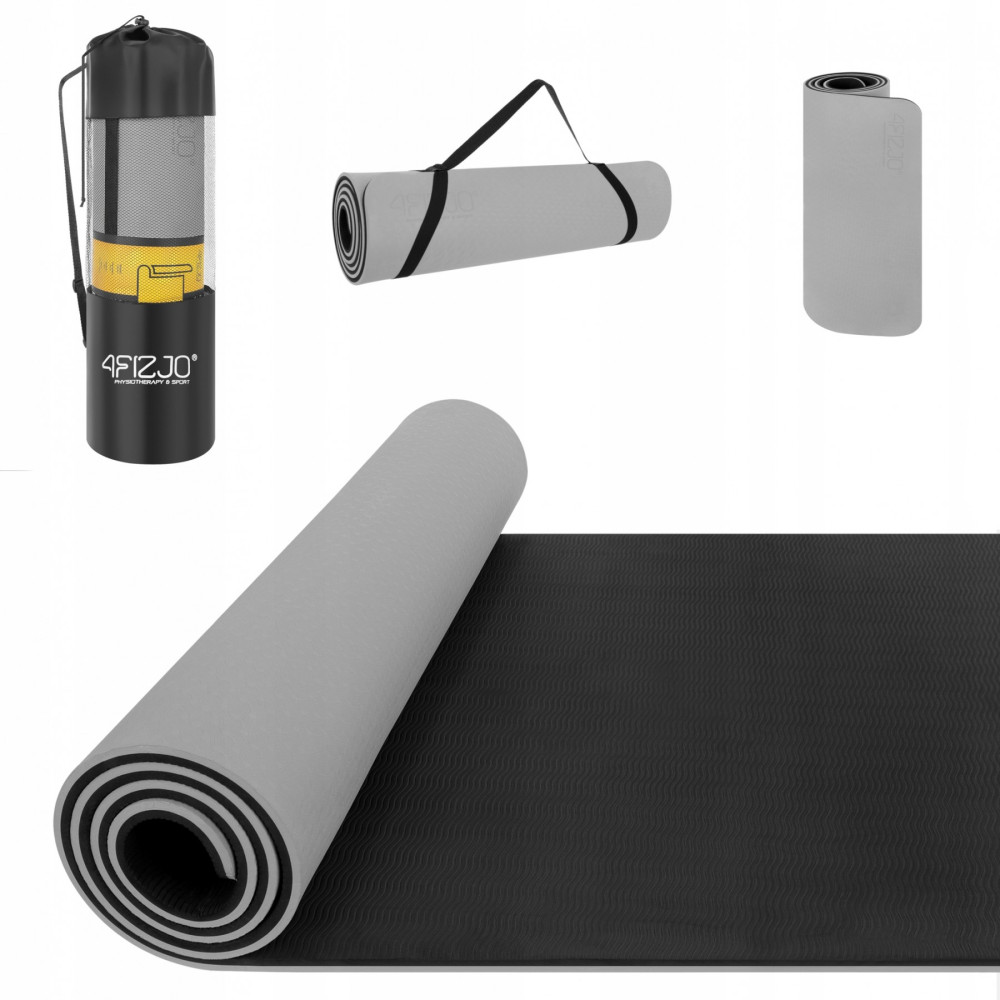 Коврик (мат) для йоги та фітнесу 4FIZJO TPE 1 см Grey/Black 4FJ0203 (P-5907739311931)