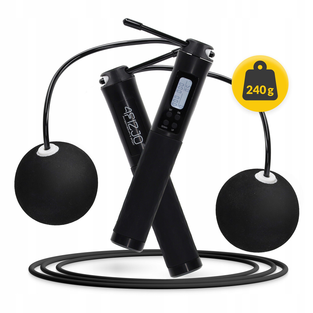 Скакалка з лічильником 4FIZJO 2 в 1 провідна/бездротова Black (P-5905973402200)