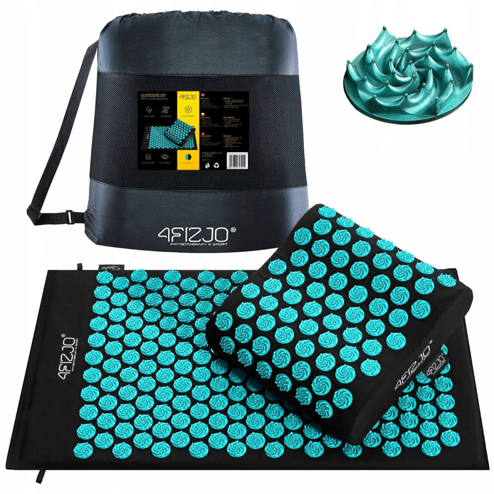 Килимок акупунктурний 4FIZJO Eco Mat XL Аплікатор Кузнєцова з подушкою 72 x 42 см 4FJ0380 Black/Blue (P-5907739313911)
