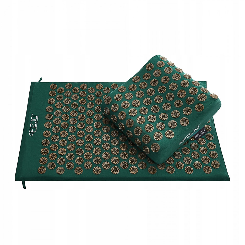 Килимок акупунктурний 4FIZJO Eco Mat XL Аплікатор Кузнєцова з подушкою 72 x 42 см 4FJ0382 Navy Green/Gold (P-5907739315076)