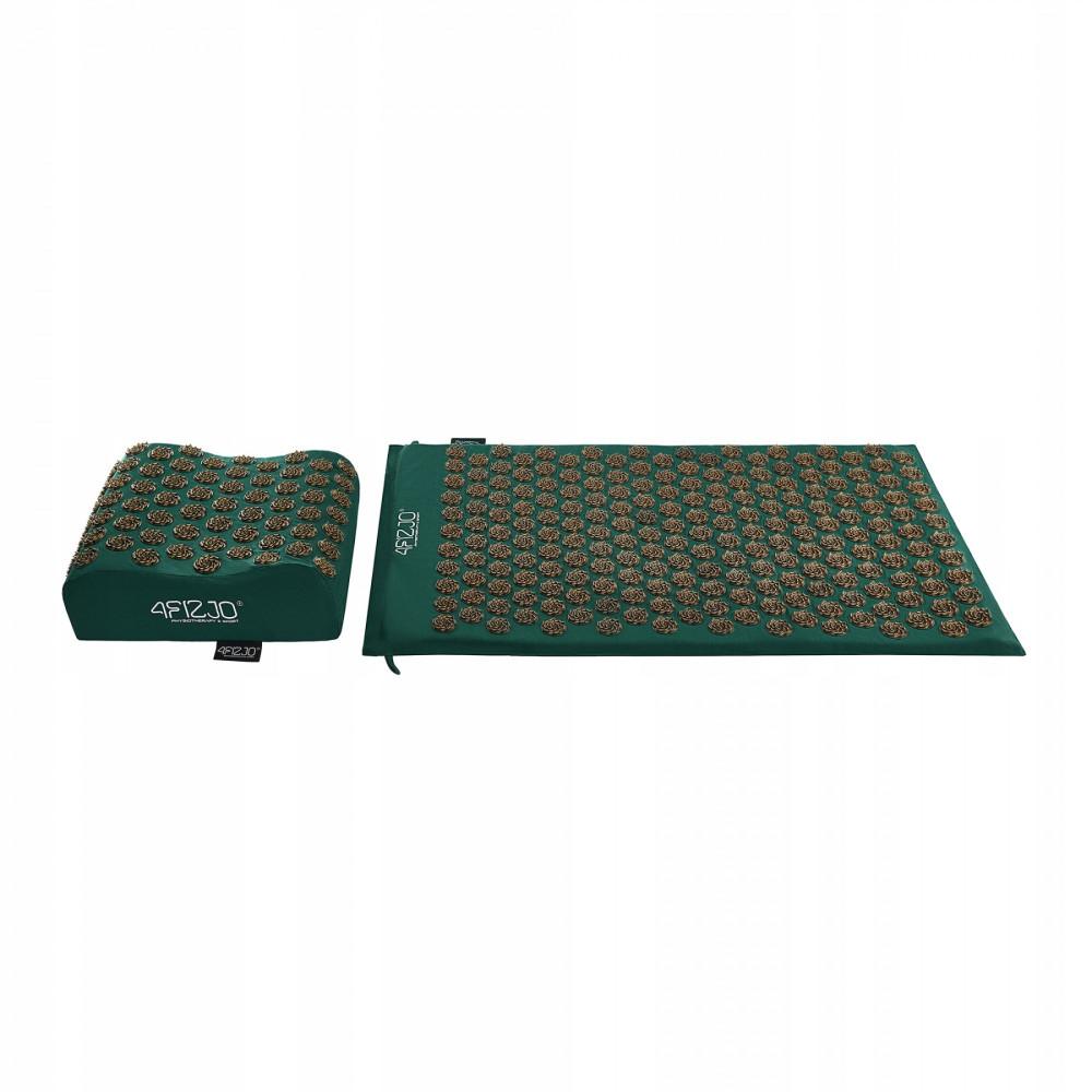 Килимок акупунктурний 4FIZJO Eco Mat XL Аплікатор Кузнєцова з подушкою 72 x 42 см 4FJ0382 Navy Green/Gold (P-5907739315076)