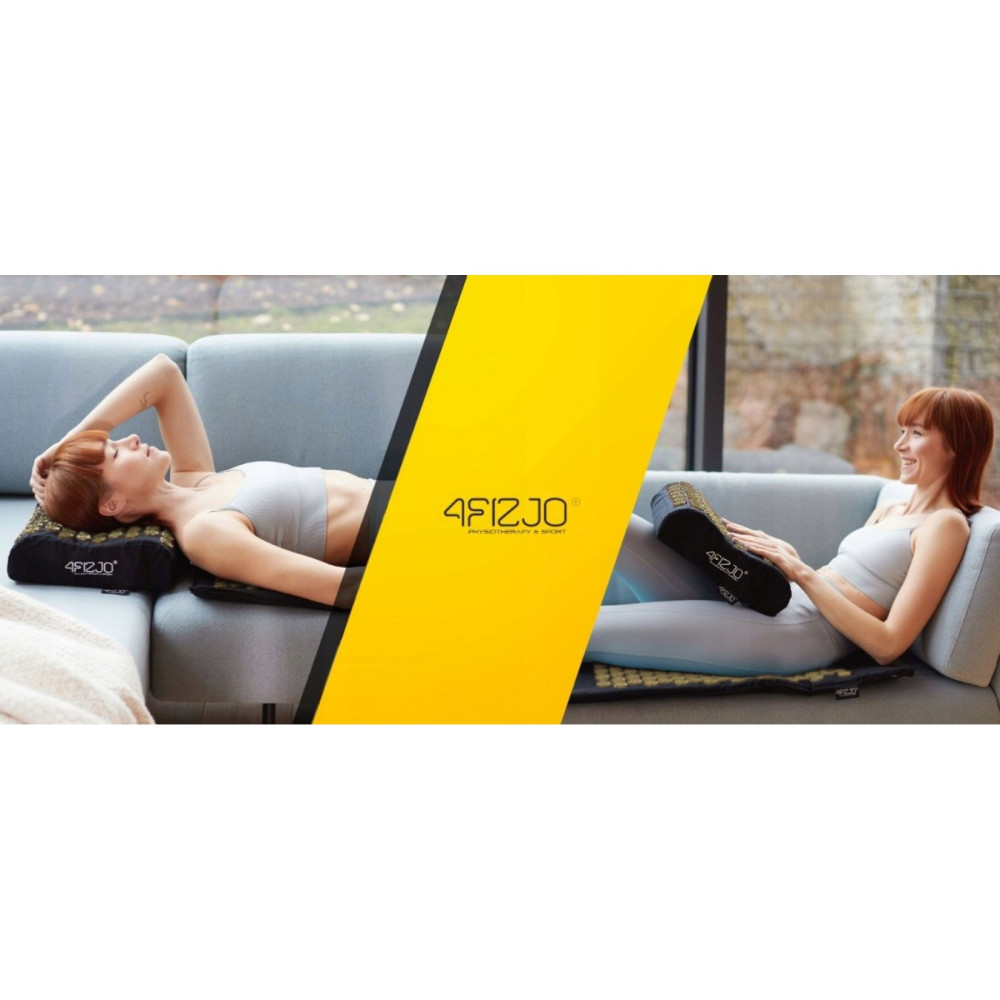 Килимок акупунктурний 4FIZJO Eco Mat XL Аплікатор Кузнєцова з подушкою 110 x 42 см 4FJ0383 Black/Gold (P-5907739313843)
