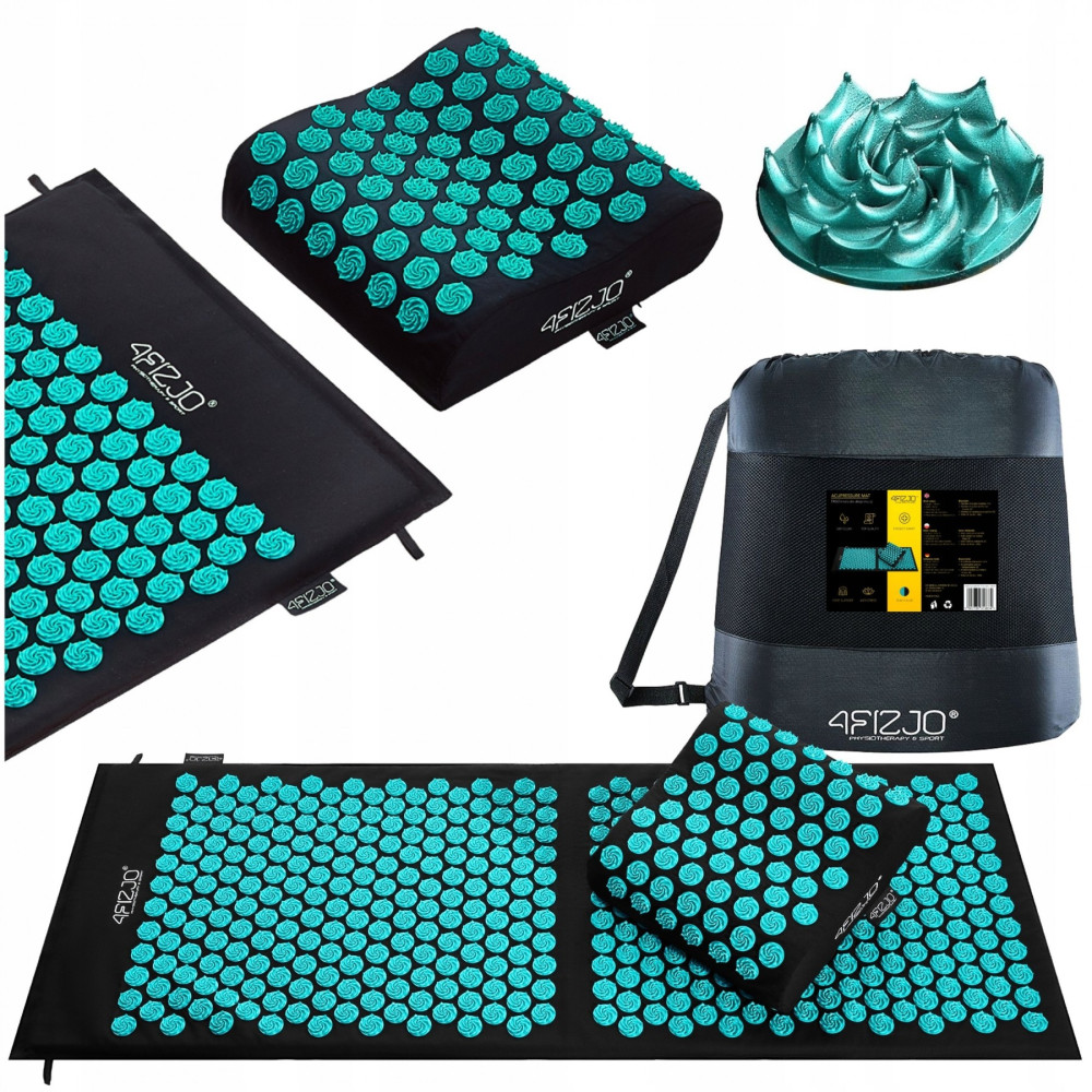 Килимок акупунктурний 4FIZJO Eco Mat XL Аплікатор Кузнєцова з подушкою 110 x 42 см 4FJ0384 Black/Blue (P-5907739313874)