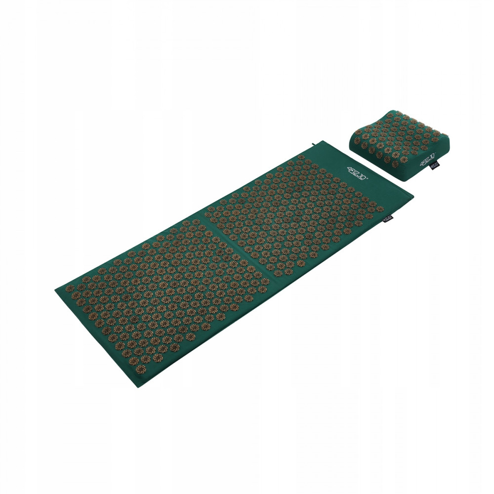 Килимок акупунктурний 4FIZJO Eco Mat XL Аплікатор Кузнєцова з подушкою 110 x 42 см 4FJ0385 Navi Green/Gold (P-5907739315083)