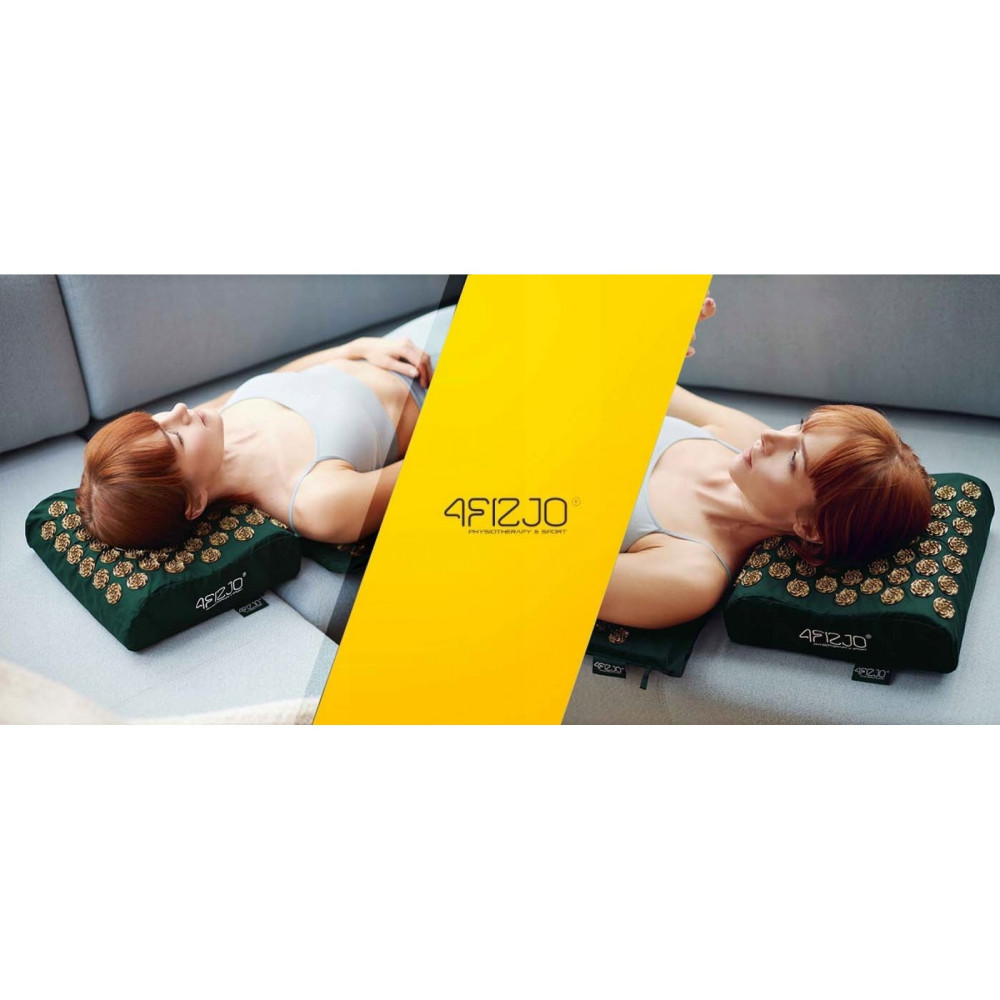 Килимок акупунктурний 4FIZJO Eco Mat XL Аплікатор Кузнєцова з подушкою 110 x 42 см 4FJ0385 Navi Green/Gold (P-5907739315083)