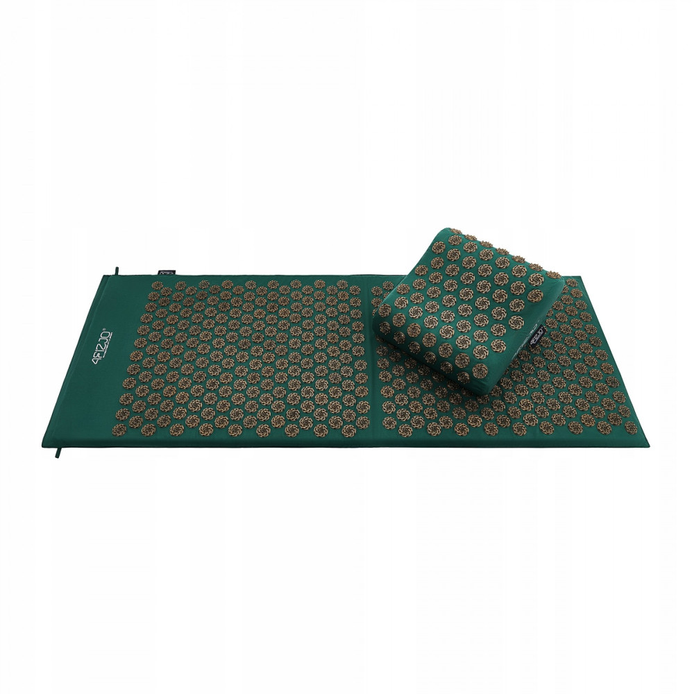Килимок акупунктурний 4FIZJO Eco Mat XL Аплікатор Кузнєцова з подушкою 110 x 42 см 4FJ0385 Navi Green/Gold (P-5907739315083)