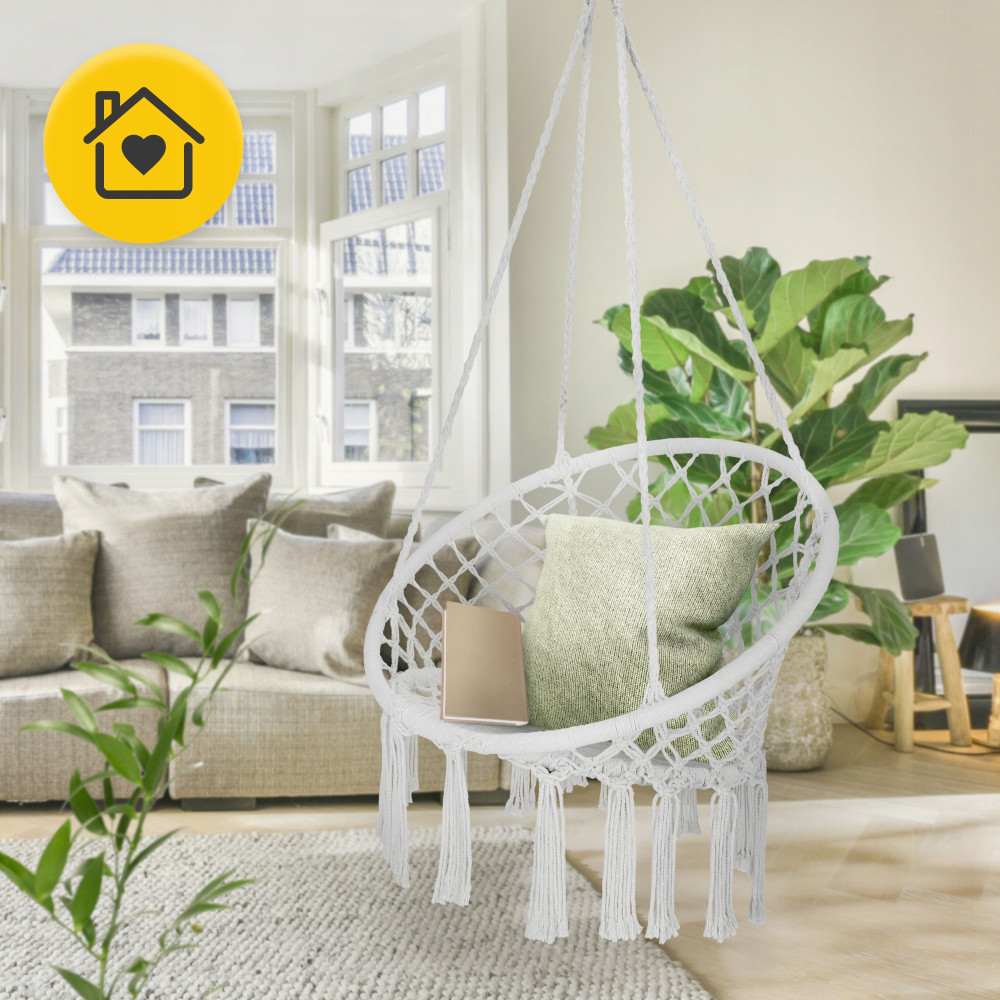 Крісло-гойдалка 4FIZJO Boho Dream 80 см підвісна, плетена Grey (P-5905973404525)