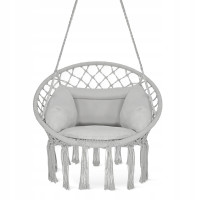 Кресло-качалка 4FIZJO Boho Dream 80 см с подушкой, подвесная, плетеная Grey (P-5905973404532)