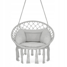 Кресло-качалка 4FIZJO Boho Dream 80 см с подушкой, подвесная, плетеная Grey (P-5905973404532)
