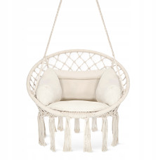 Кресло-качалка 4FIZJO Boho Dream 80 см с подушкой, подвесная, плетеная Beige (P-5905973404549)
