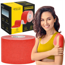 Лента кинезиологическая (кинезио тейп) 4FIZJO 5 см x 5 м 4FJ0541 Red (P-5907739318800)