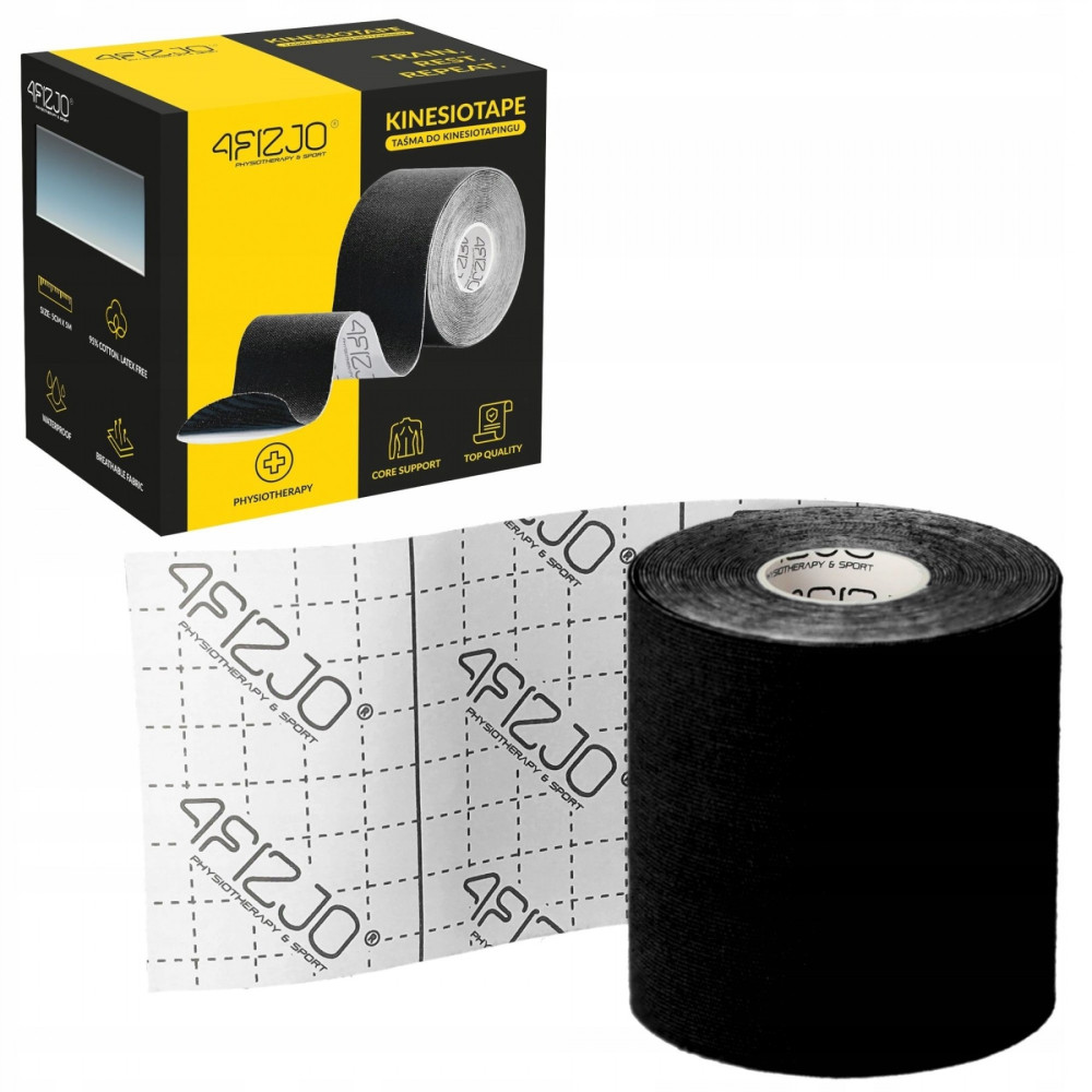 Стрічка кінезіологічна (кінезіо тейп) 4FIZJO 7.5 см x 5 м 4FJ0546 Black (P-5907739318886)