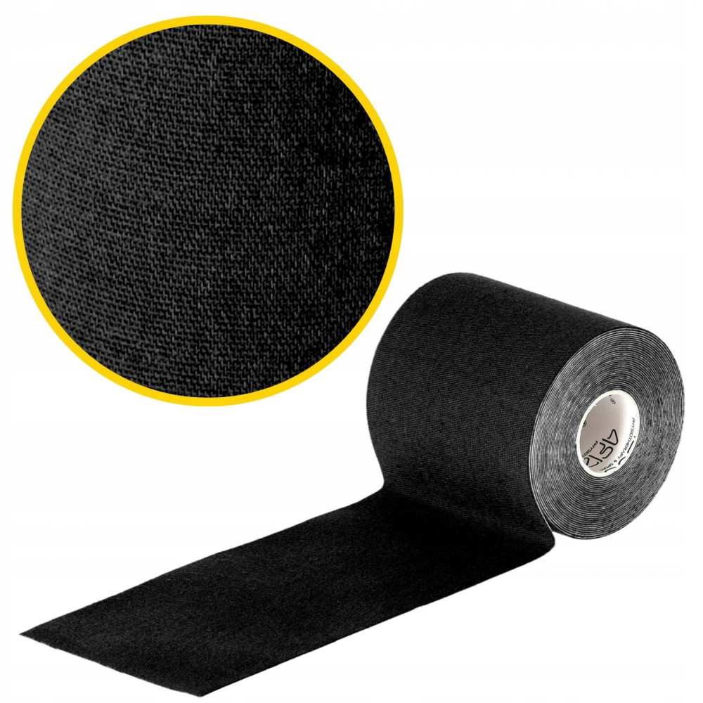 Стрічка кінезіологічна (кінезіо тейп) 4FIZJO 7.5 см x 5 м 4FJ0546 Black (P-5907739318886)