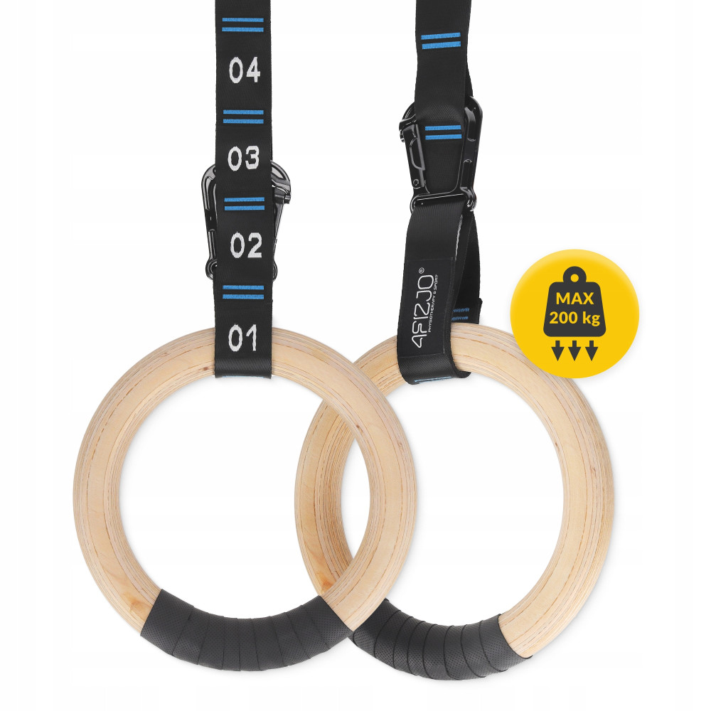 Гімнастичні кільця 4FIZJO дерев'яні, регульовані Black/Blue (P-5905973402743)