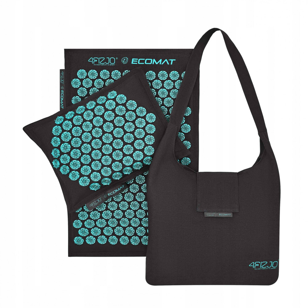Килимок акупунктурний з подушкою 4FIZJO Eco Mat Аплікатор Кузнєцова 4FJ0421 Black/Blue (P-5907739316684)