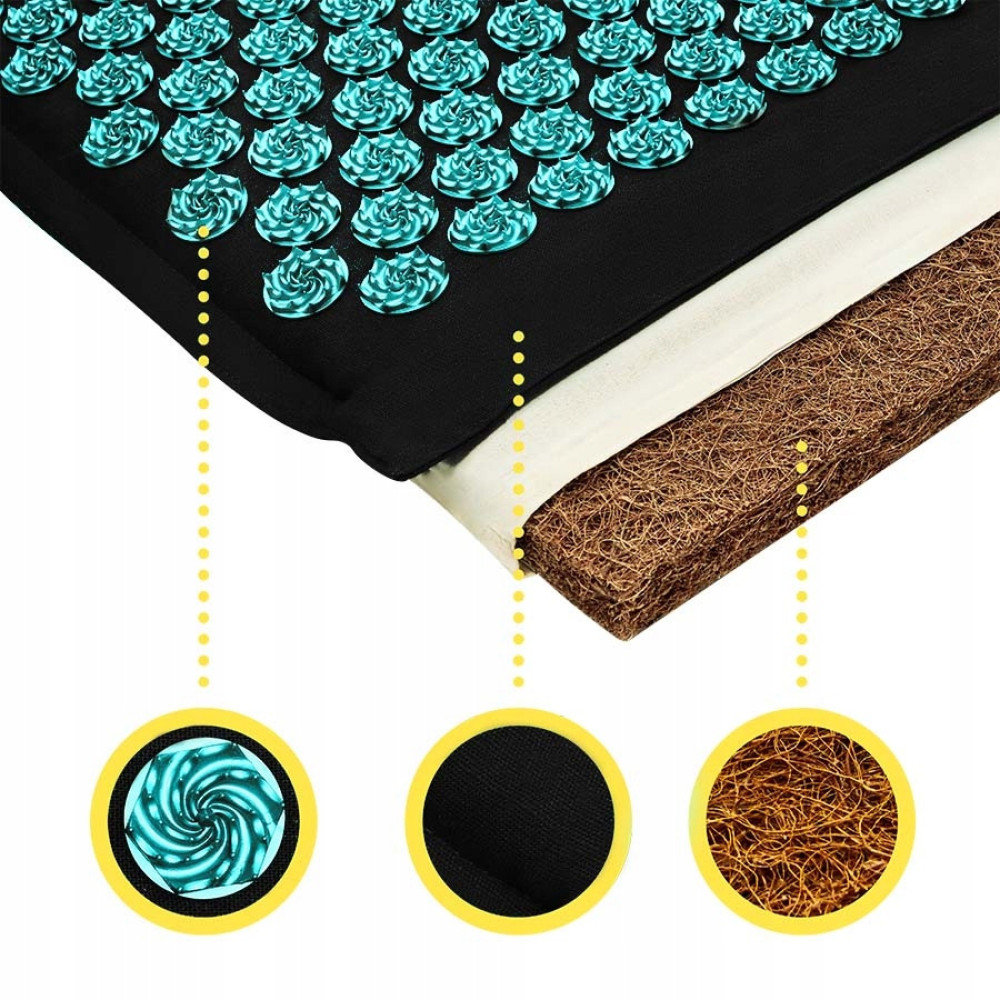Килимок акупунктурний з подушкою 4FIZJO Eco Mat Аплікатор Кузнєцова 4FJ0421 Black/Blue (P-5907739316684)