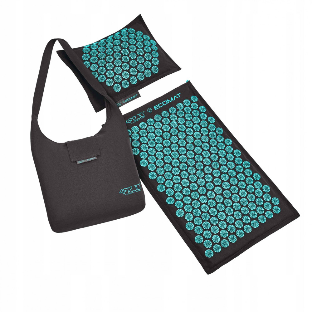 Килимок акупунктурний з подушкою 4FIZJO Eco Mat Аплікатор Кузнєцова 4FJ0421 Black/Blue (P-5907739316684)