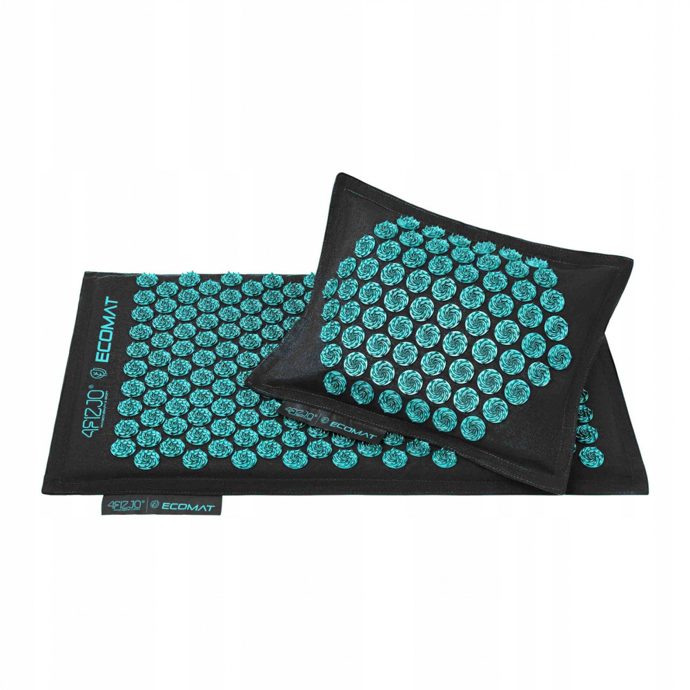Килимок акупунктурний з подушкою 4FIZJO Eco Mat Аплікатор Кузнєцова 4FJ0421 Black/Blue (P-5907739316684)