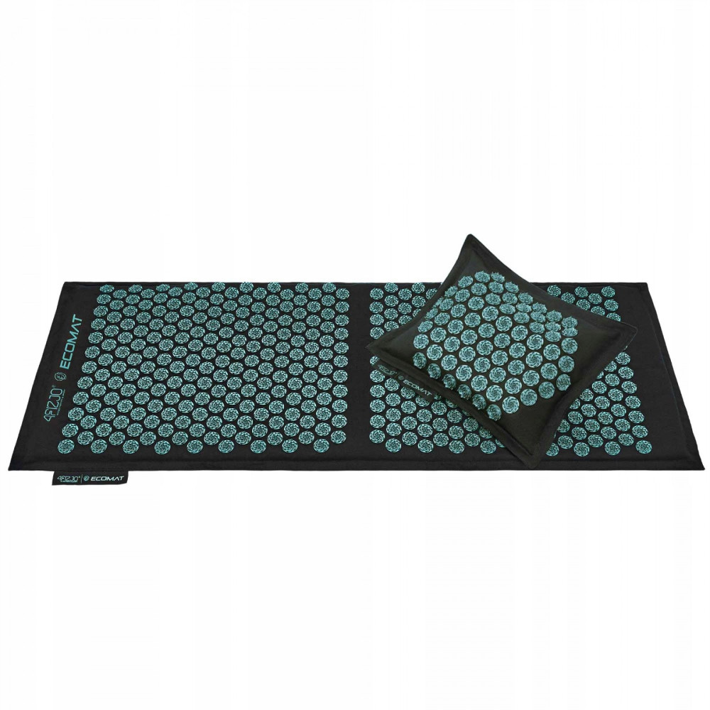 Килимок акупунктурний з подушкою 4FIZJO Eco Mat XL Аплікатор Кузнєцова 4FJ0514 Black/Blue (P-5907739317452)
