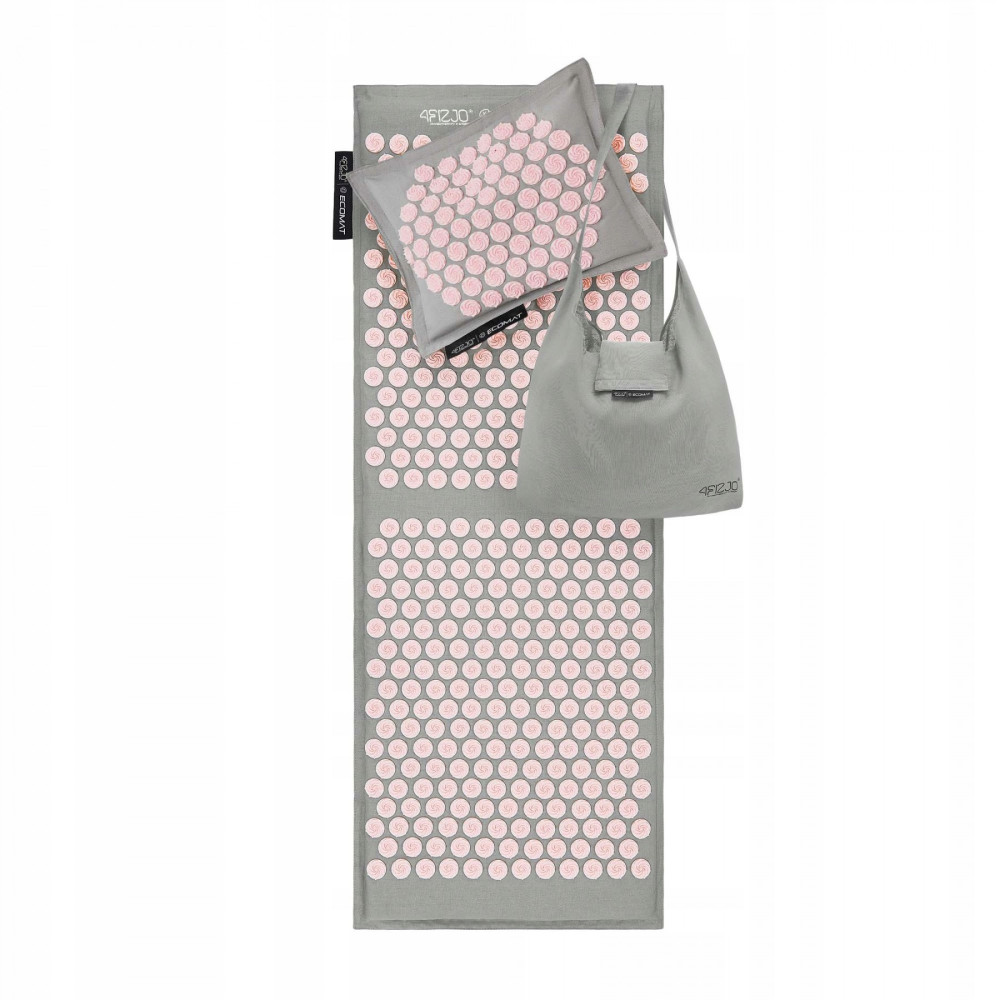 Килимок акупунктурний з подушкою 4FIZJO Eco Mat XL Аплікатор Кузнєцова 4FJ0515 Grey/Pink (P-5907739313607)