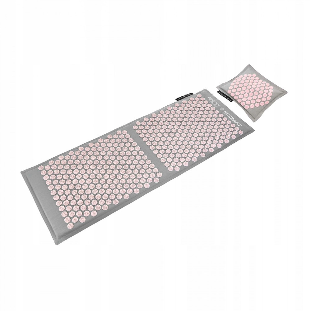 Килимок акупунктурний з подушкою 4FIZJO Eco Mat XL Аплікатор Кузнєцова 4FJ0515 Grey/Pink (P-5907739313607)